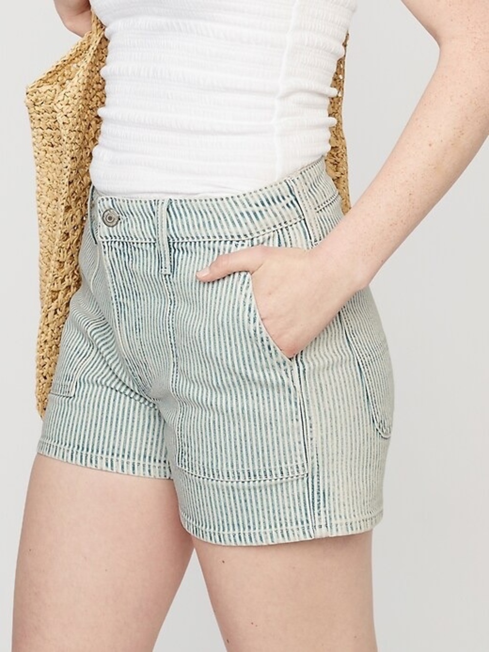 GAP Striped Light Blue and White Shorties